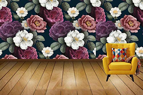 R.N.Solution Wallpaper Wall Stickers PVC Vinyl self Adhesive Vinyl Wall Poster Waterproof Beautiful Romantic Floral Design for Living Room Hall Play Room Bedroom Kitchen (16 inch x 90 Inch)