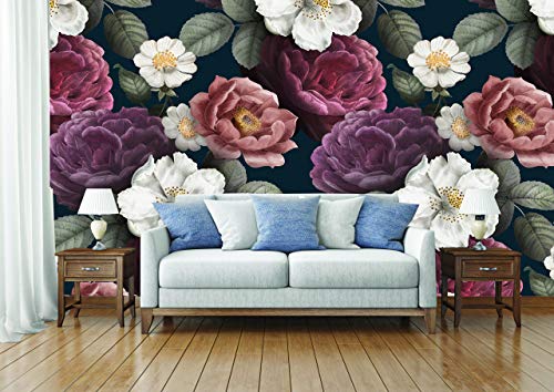 R.N.Solution Wallpaper Wall Stickers PVC Vinyl self Adhesive Vinyl Wall Poster Waterproof Beautiful Romantic Floral Design for Living Room Hall Play Room Bedroom Kitchen (16 inch x 90 Inch)