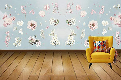 R.N. Solutions Self Adhesive Wallpaper -Decor Pink Flower Set Design (16-inch x 90 Inch)