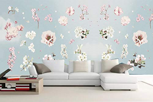 R.N. Solutions Self Adhesive Wallpaper -Decor Pink Flower Set Design (16-inch x 90 Inch)
