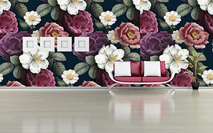 R.N.Solution Wallpaper Wall Stickers PVC Vinyl self Adhesive Vinyl Wall Poster Waterproof Beautiful Romantic Floral Design for Living Room Hall Play Room Bedroom Kitchen (16 inch x 90 Inch)