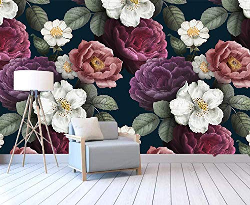 R.N.Solution Wallpaper Wall Stickers PVC Vinyl self Adhesive Vinyl Wall Poster Waterproof Beautiful Romantic Floral Design for Living Room Hall Play Room Bedroom Kitchen (16 inch x 90 Inch)