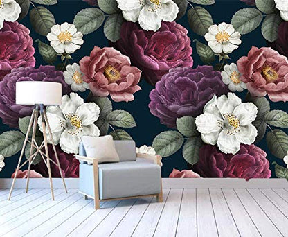 R.N.Solution Wallpaper Wall Stickers PVC Vinyl self Adhesive Vinyl Wall Poster Waterproof Beautiful Romantic Floral Design for Living Room Hall Play Room Bedroom Kitchen (16 inch x 90 Inch)