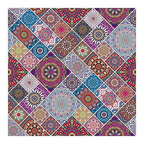 R.N.Solution Wallpaper Wall Stickers PVC Vinyl self Adhesive Vinyl Wall Poster Waterproof Colorful Ethnic Design for Living Room Hall Play Room Bedroom Kitchen (16 inch x 90 Inch)